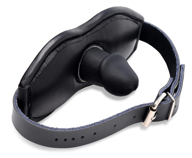 Leather Padded Silicone Penis Mouth Gag - BDSM Toys