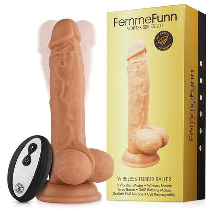 Femme Funn Wireless Turbo Baller Vibrating and Rotating Dildo - Kink Store