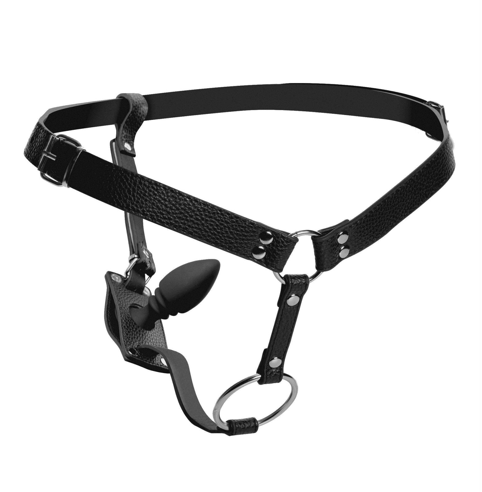 Male Cock Ring Harness with Silicone Anal Plug picture