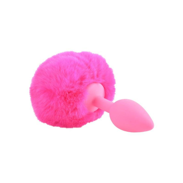 Neon Bunny Tail Butt Plug - Pink - BDSM Gear