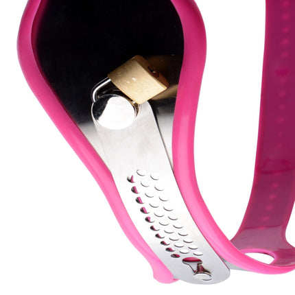 Stainless Steel Adjustable Female Chastity Belt - Pink