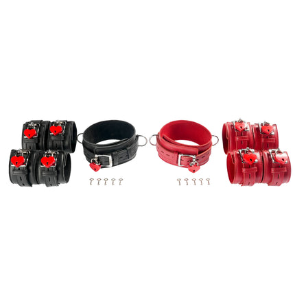 5 Piece Leather Collar Cuffs Set by Kink