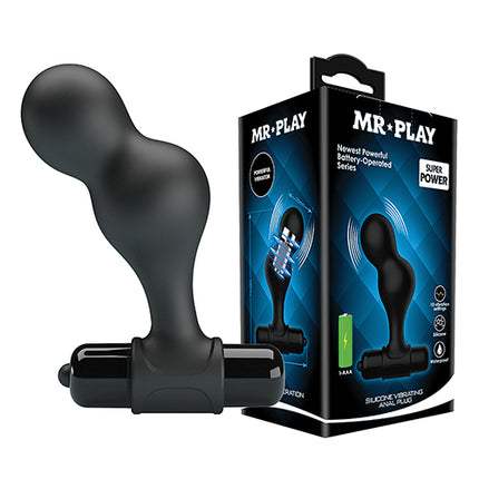 Mr. Play Silicone Anal Vibro Plug - Black - Anal Products