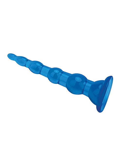 Blue Line C & B 6.75" Anal Beads w/Suction Base - Jelly Blue - Anal Products