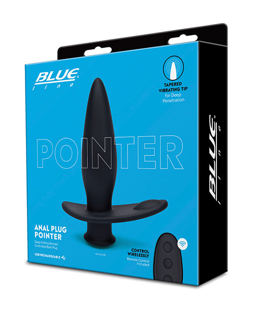 Blue Line Vibrating Anal Plug Pointer w/Remote - Black - Anal Products