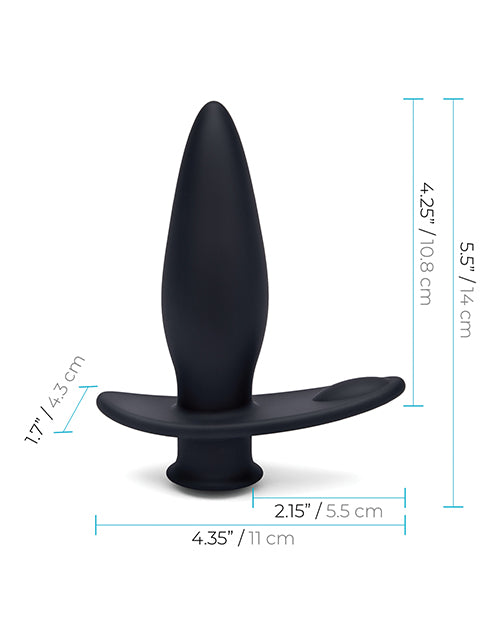 Blue Line Vibrating Anal Plug Pointer w/Remote - Black - Anal Products
