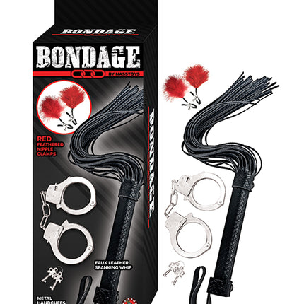 Bondage by Nasstoys Whip & Cuff Set - Bondage Blindfolds & Restraints