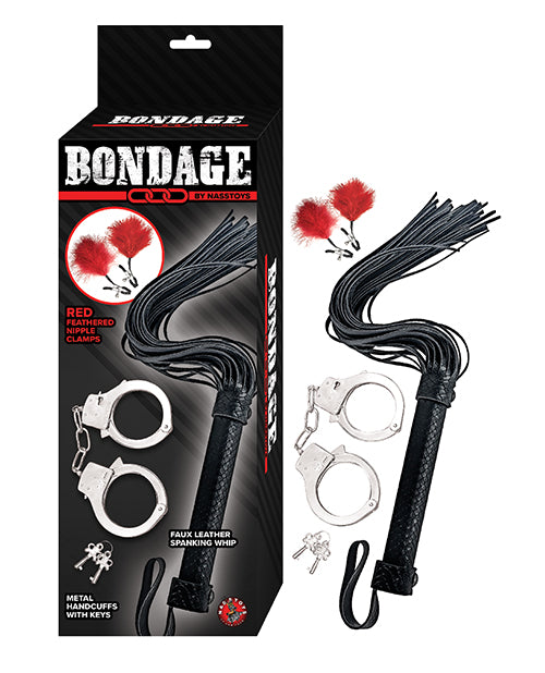 Bondage by Nasstoys Whip & Cuff Set - Bondage Blindfolds & Restraints