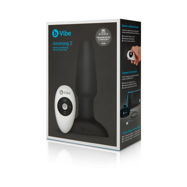 b-Vibe Rimming 2 Rotating and Vibrating Remote Control Plug Black - Vibrator Play