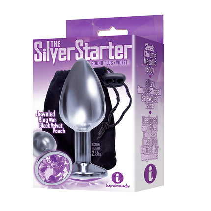 The 9's, The Silver Starter, Bejeweled Stainless Steel Plug, Violet - Anal Play