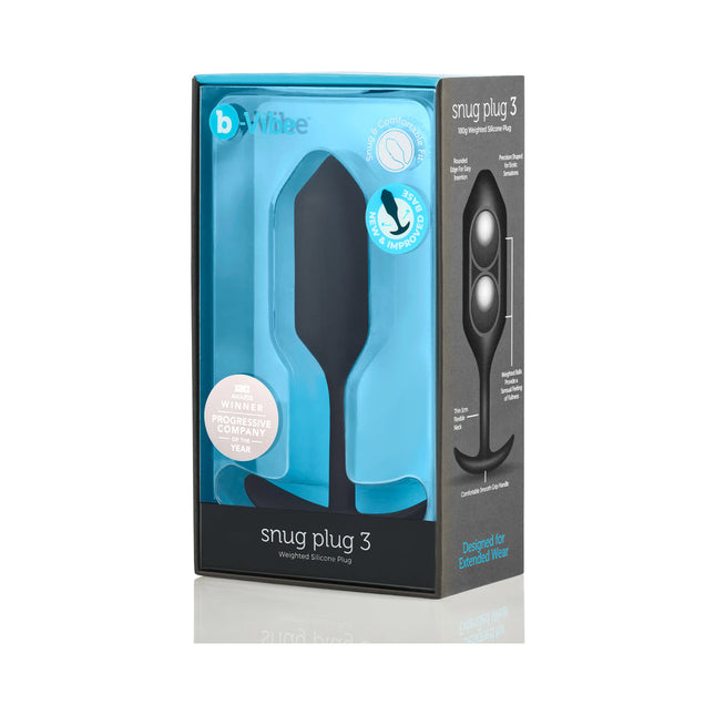 b-Vibe Snug Plug 3 Weighted Silicone Anal Plug Black - Anal Play