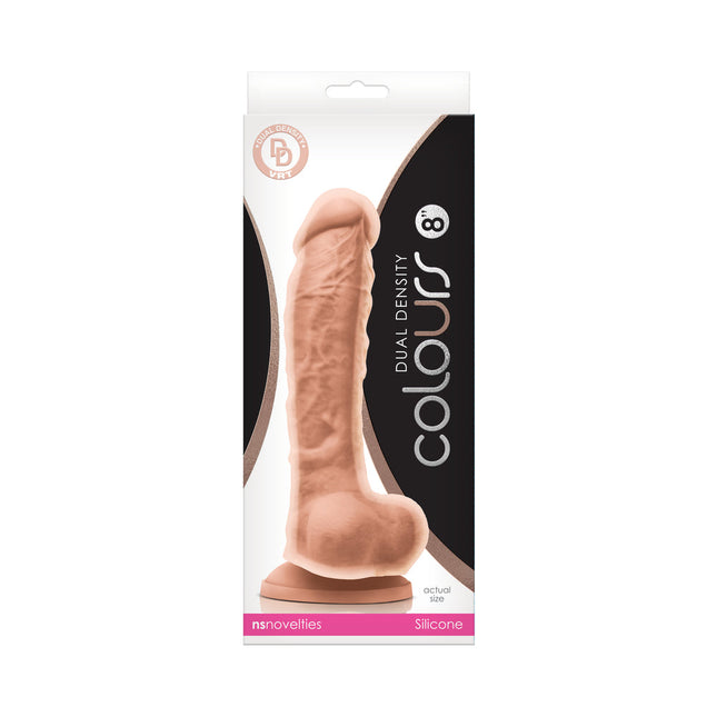 Colours Dual Density 8 in. Dildo Beige - Dildo Play