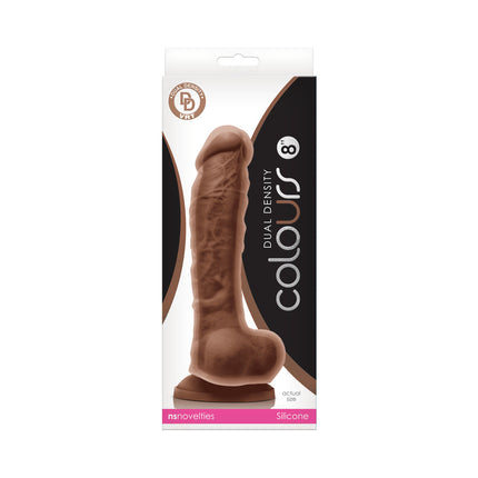 Colours Dual Density 8 in. Dildo Brown - Dildo Play