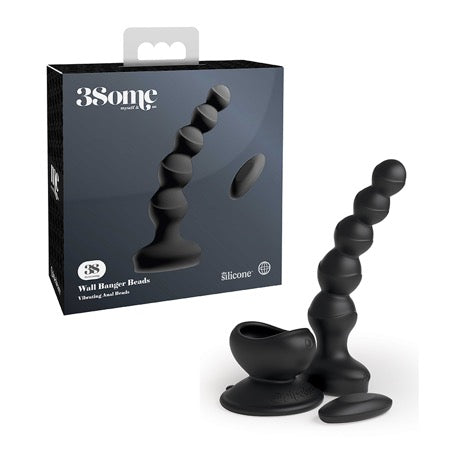 Pipedream 3Some Wall Banger Vibrating Anal Beads With Suction Cup Black - Vibrators and Massagers