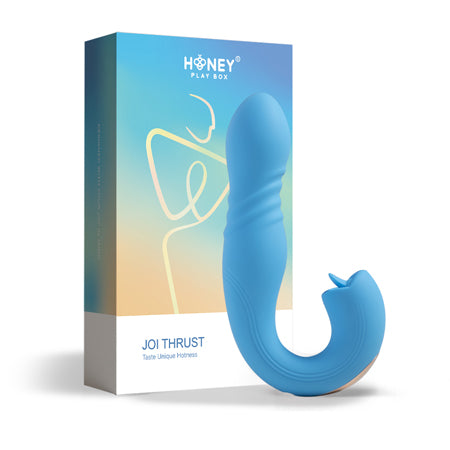 Honey Play Box Joi Thrust App Controlled Thrusting G-spot Vibrator & Tongue Clit Licker Blue - Vibrators and Massagers