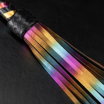 Holographic Rainbow Leather Flogger By Kink