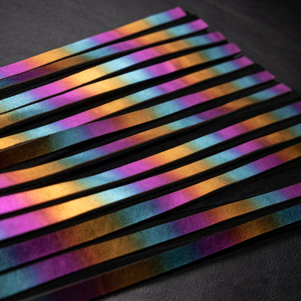 Holographic Rainbow Leather Flogger By Kink