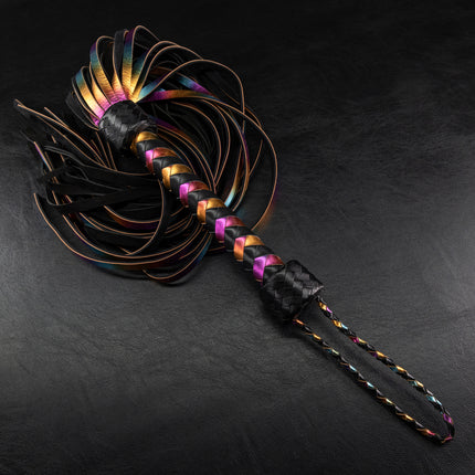 Holographic Rainbow Leather Flogger By Kink