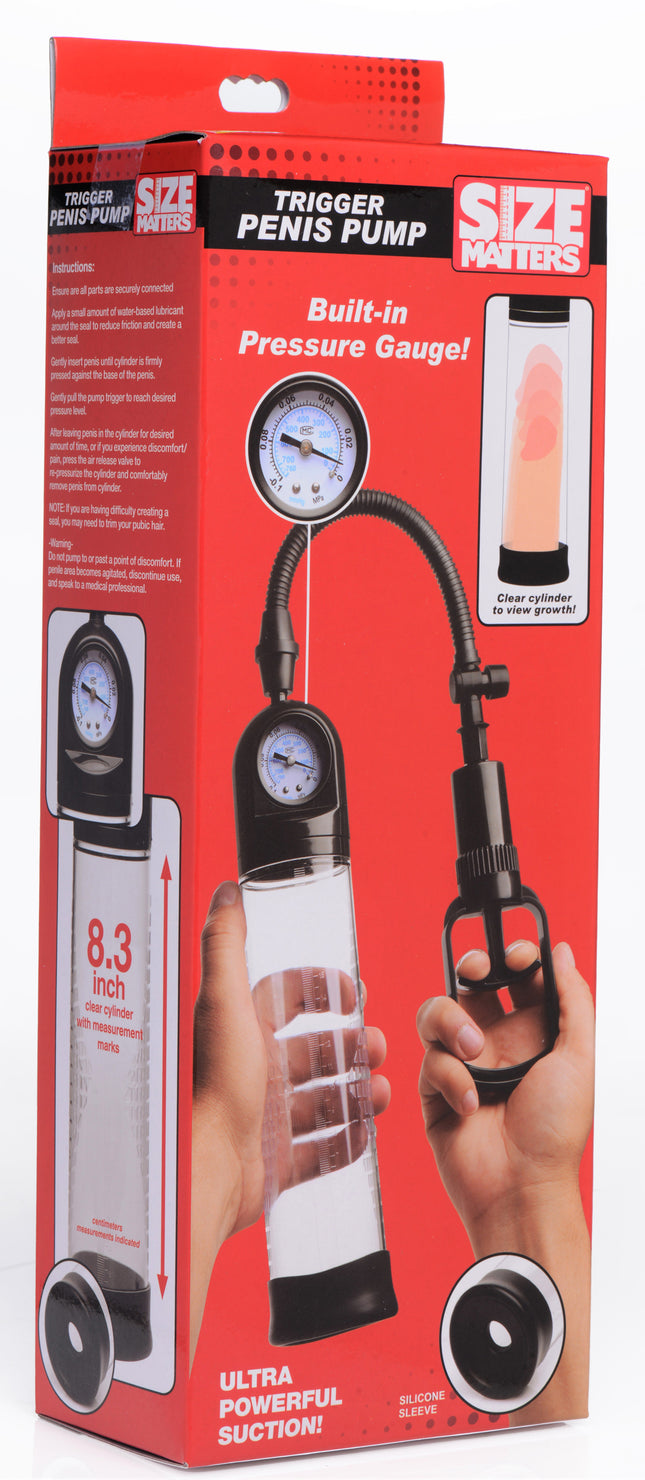 Trigger Penis Pump with Built-in Pressure Gauge - BDSM Toys