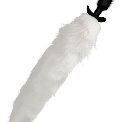 Vibrating White Fox Tail Slender Anal Plug