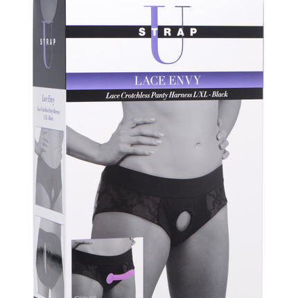 Lace Envy Black Crotchless Panty Harness