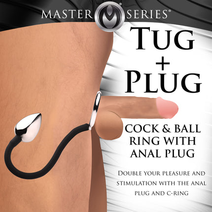 Tug and Plug Cock and Ball Ring with Anal Plug