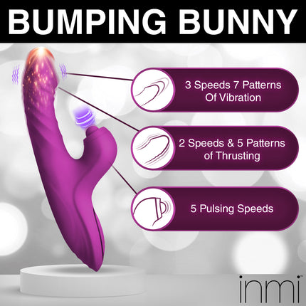 Bumping Bunny Thrusting & Pulsing Silicone Rabbit Vibrator - Vibesextoys