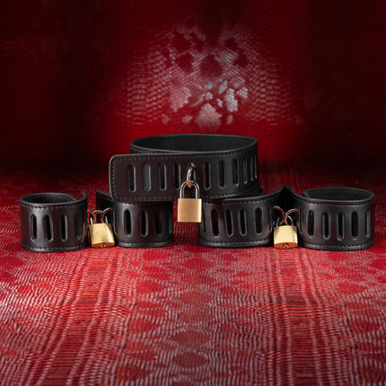 Secure Leather Bondage Five Piece Restraint Set