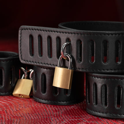 Secure Leather Bondage Five Piece Restraint Set