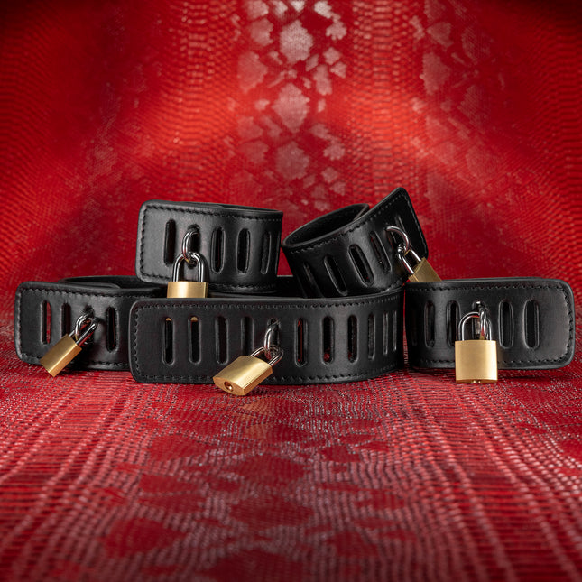 Secure Leather Bondage Five Piece Restraint Set