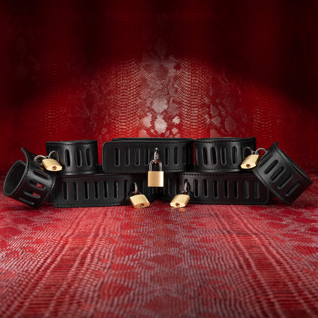 Secure Leather Bondage Seven Piece Restraint Set