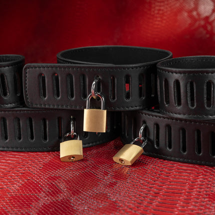 Secure Leather Bondage Seven Piece Restraint Set