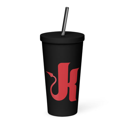 Insulated tumbler with a straw