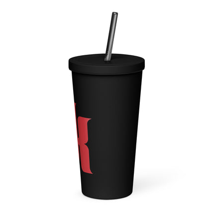 Insulated tumbler with a straw