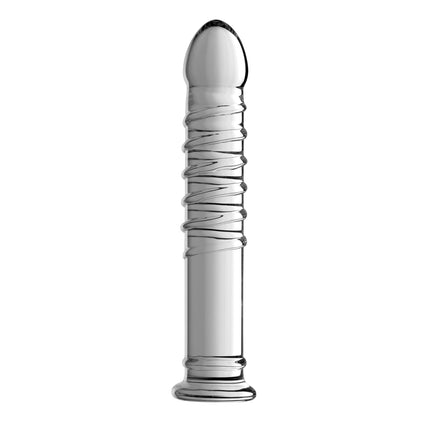 Behemoth Ribbed XL Glass Dildo - Sex Toys