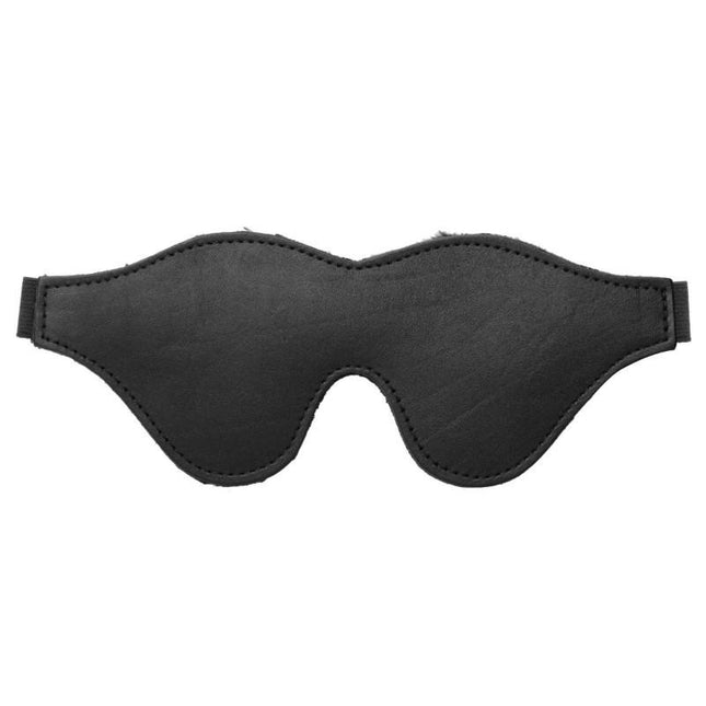 Black Fleece Lined Leather Blindfold by Strict Leather - BDSM Gear