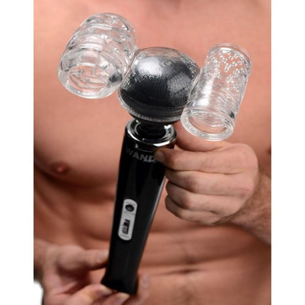 Twin Turbo Strokers 2 in 1 Wand Attachment for Men - Sex Toys