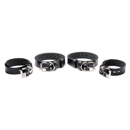 Leather Locking Bondage Straps - Set of 4 - BDSM Gear