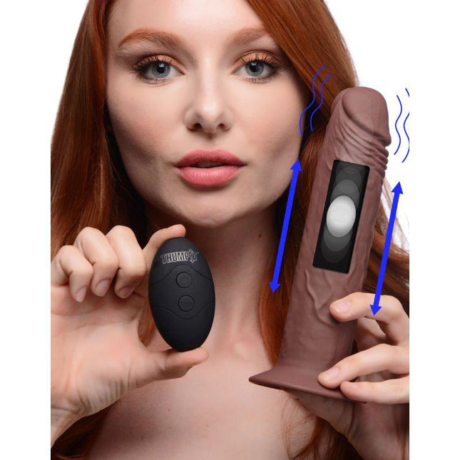 Remote Control Vibrating and Thumping Dildo - Brown - Sex Toys
