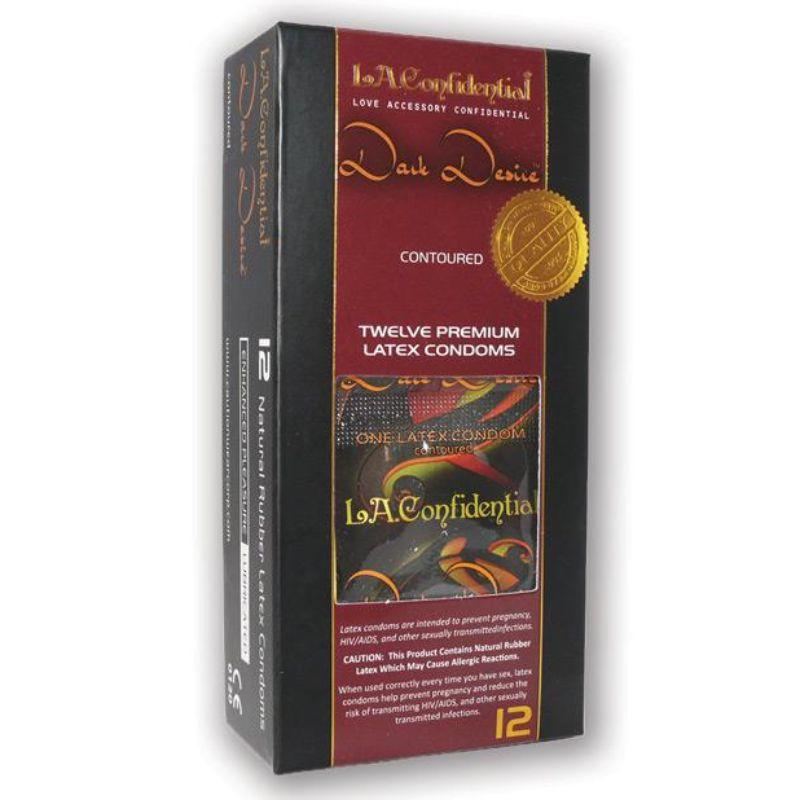 L.A. Confidential Dark Desire Contoured Condoms - Pack Of 12 - Lube, Toy Care and Better Sex