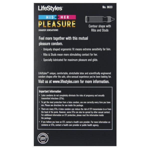 Lifestyles His & Her Pleasure Condoms - Pack Of 12 - Lube, Toy Care and Better Sex
