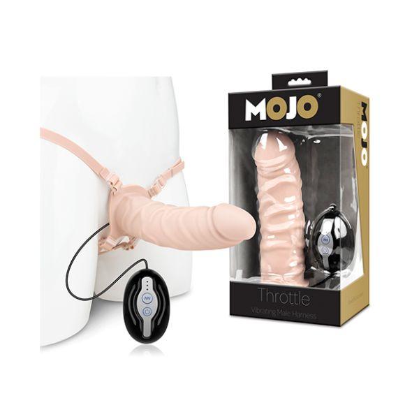 Mojo Throttle Vibrating Hollow Strap On - Pale - Sex Toys