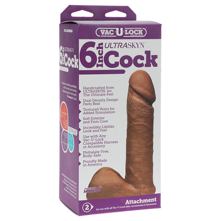 Vac-U-Lock - 6-Inch ULTRASKYN Cock Brown - Dildos and Dongs