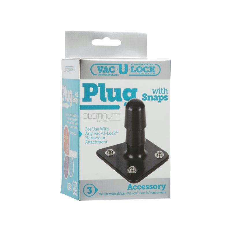 Vac-U-Lock Platinum Black Adapter Plug with Snaps - Sex Toys