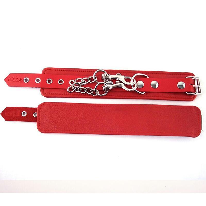 Rouge Leather Wrist Cuffs - Red - BDSM Gear