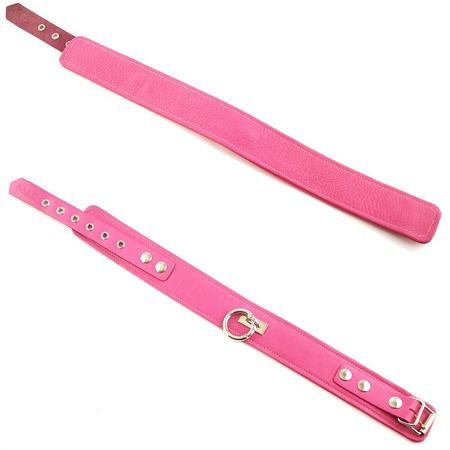 Rouge Pink Leather Collar - BDSM Gear
