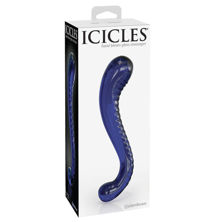 Pipedream Icicles No. 70 Curved Dual-Ended Glass Dildo Blue