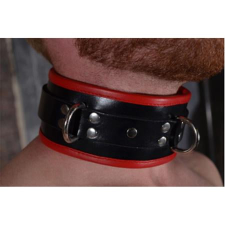 Rouge Padded Leather Collar - Black/Red - BDSM Gear
