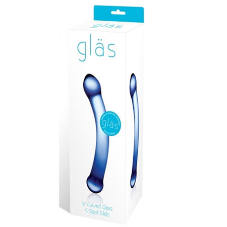 Glas 6 in. Curved G-Spot Glass Dildo Blue
