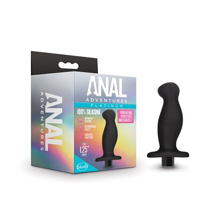 Blush Anal Adventures Platinum Silicone Rechargeable Vibrating Prostate Massager 02 Black